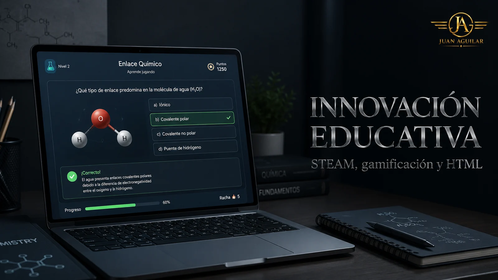 Entorno de gamificación educativa de química en HTML